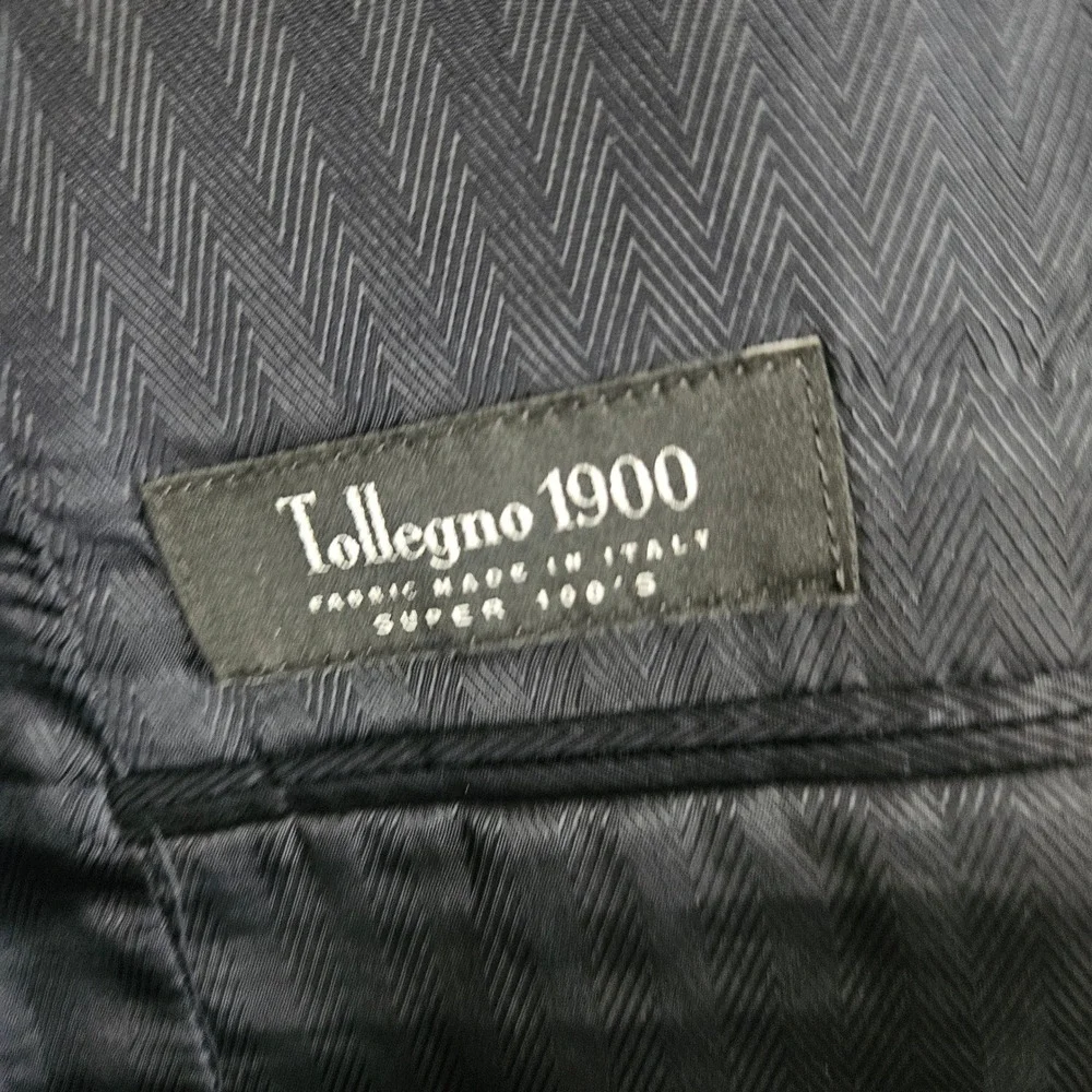 Tollegno 1900 Mens 40R Blazer Super 100s Wool Charcoal Grey Plaid Sport Coat USA